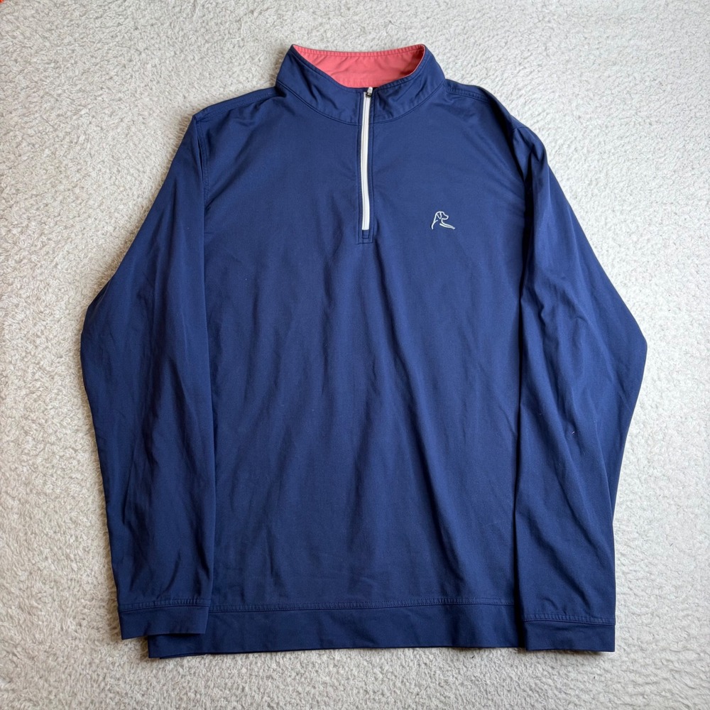 Rhoback Mens XL Performance Quarter Zip Pullover Navy Blue Golf Activewear